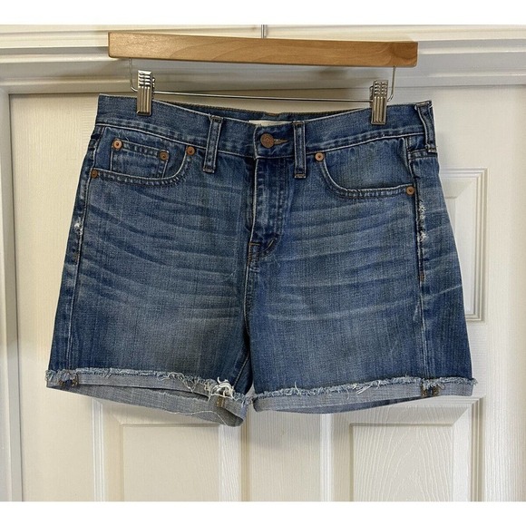 Madewell Pants - MADEWELL Shorts Women's Size 27 Blue C1737 Boy Shorts Cuffed Rolled Hem Mid Rise